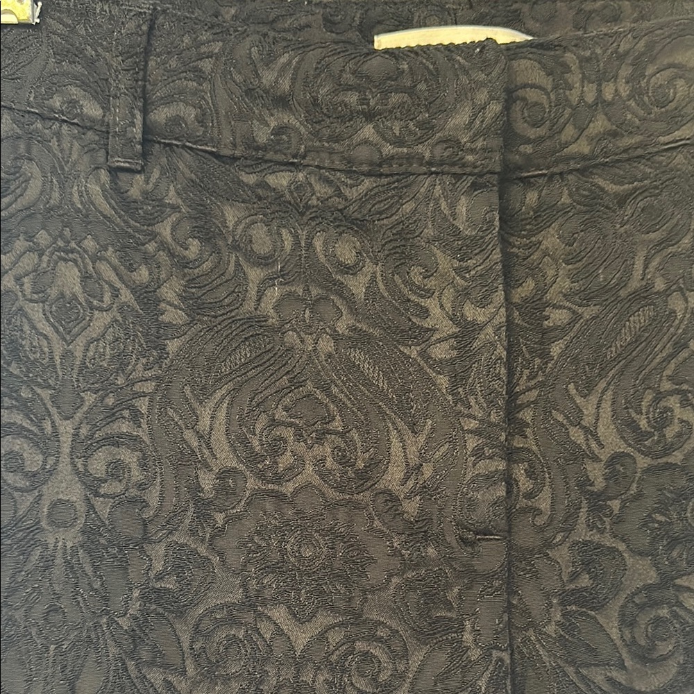 Black Brocade Patterned Chicos Pants